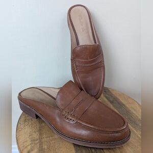 Madewell Elinor Loafer Mule, Leather, Cognac Brown/English Saddle (SIZE 9.5)